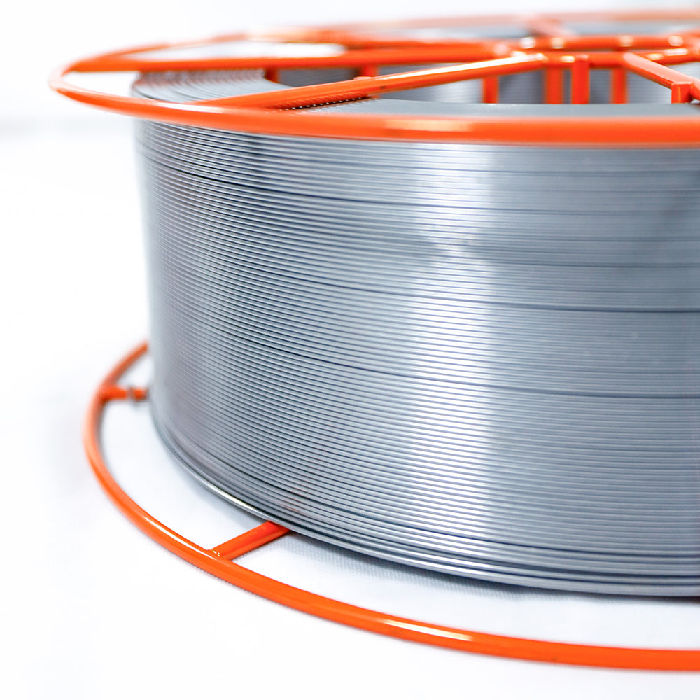 Non-copper coated ER70S-6 welding wire spool with orange metal frame